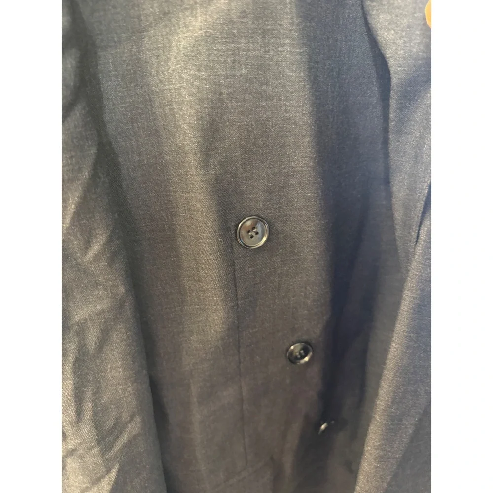 Paulo Solari Mens 40S Double Breasted Blazer Charcoal Gray 100% Wool Suit Jacket